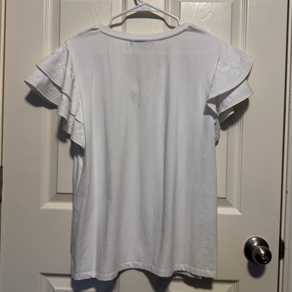 Chico’s White Ruffle Sleeve Top - Picture 3 of 5
